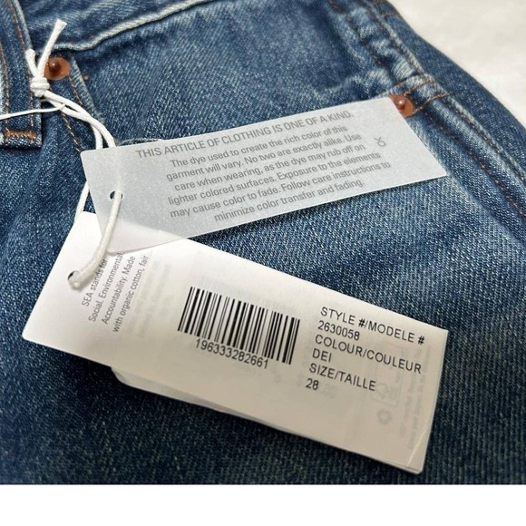 Outerknown Sea Jeans The Brook Wide Leg High Rise Blue Denim Womens Size 28 New - Picture 10 of 10